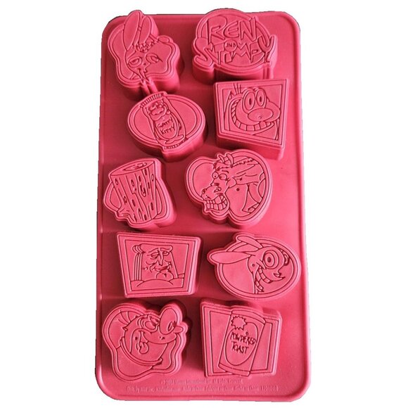 New! Ren & Stimpy Pint Glass Set of 2 + Ice Cube Tray Nickelodeon Cartoon - Picture 3 of 4